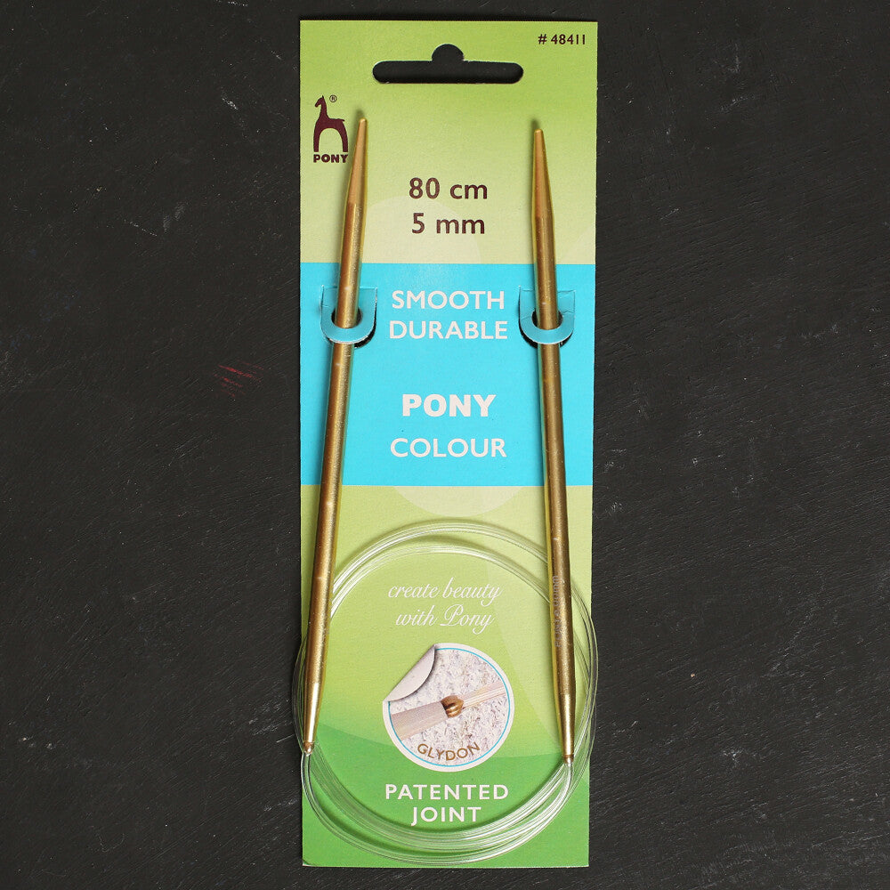 Pony Colour Smooth Durable 80 cm 5 mm Sarı Misinalı Örgü Şişi - 48411